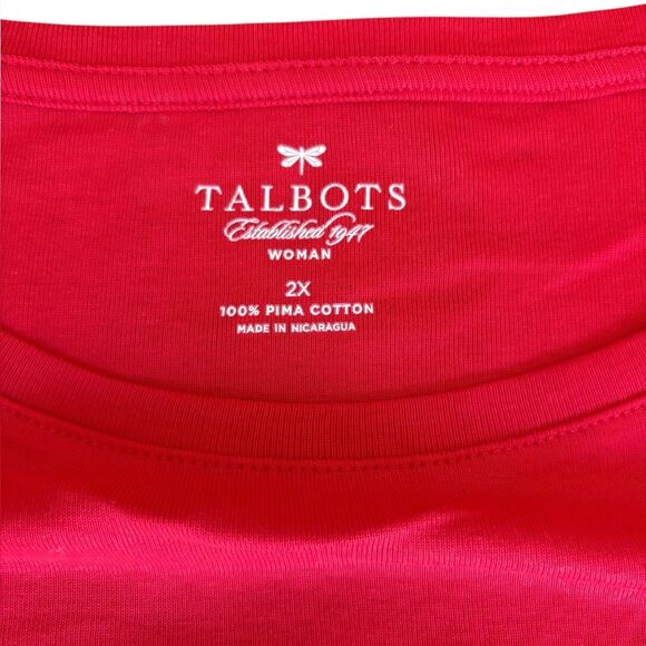 Talbots Pima Cotton Long Sleeve Tee Shirt Womens Size 2X In Red - Picture 4 of 7